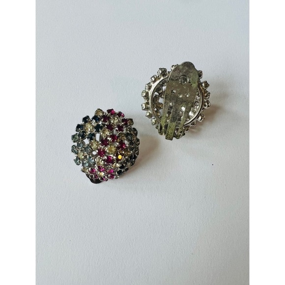 Vintage Rhinestone Ear clips silver-tone - Picture 3 of 3
